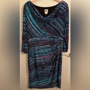 Multicolor Striped Cowl Neck Dress